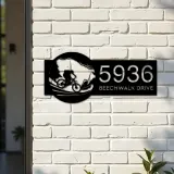 Custom Metal Mountain Bike Bicycle Cyclist Metal Address Sign, House number, Outdoor Number Signage, Yard Sign Address Plate