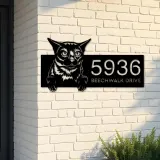 Custom Metal Burma Cute peeking cat kitten Metal Address Sign, House number, Outdoor Number Signage, Yard Sign Address Plate