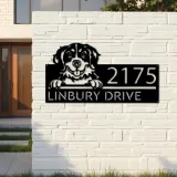 Custom Metal Bernese mountain dog cute puppy Metal Address Sign House number Hanging Address Plaque Yard Sign Outdoor decor