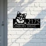Custom Metal Chihuahua Long haired dog Puppy Metal Address Sign House number Hanging Address Plaque Yard Sign Outdoor decor