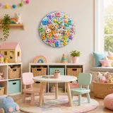 Festive Birthday Party Animals Kids Room Wall Clock