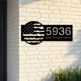 Custom Metal Distressed USA Flag Patriotic Metal Address Sign, House number, Outdoor Number Signage, Yard Sign Address Plate
