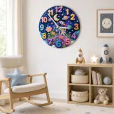 Pastel Space Astronaut Kids Room Wall Clock