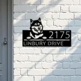 Custom Metal Siberian Husky dog Puppy Metal Address Sign House number Hanging Address Plaque Yard Sign Outdoor decor