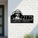 Custom Metal Poodle dog Puppy Metal Address Sign House number Hanging Address Plaque Yard Sign Outdoor decor