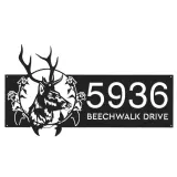 Custom Metal Floral deer head Metal Address Sign, House number, Outdoor Number Signage, Yard Sign Address Plate