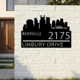 Custom Metal Nashville city skyline Metal Address Sign Hanging Address Plaque house number Yard Outdoor Sign