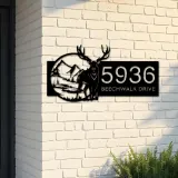 Custom Metal Deer mountain wild scene Metal Address Sign, House number, Outdoor Number Signage, Yard Sign Address Plate