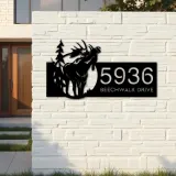 Custom Metal Elk wild life forest Metal Address Sign, House number, Outdoor Number Signage, Yard Sign Address Plate