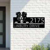 Custom Metal Border Collie dog cute puppy Metal Address Sign House number Hanging Address Plaque Yard Sign Outdoor decor