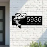 Custom Metal Bass fishing fisherman Metal Address Sign, House number, Outdoor Number Signage, Yard Sign Address Plate002