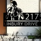 Custom Metal Boxing fighter boxer Metal Address Sign, House number, Outdoor Number Signage, Yard Sign Address Plate002