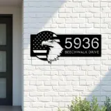 Custom Metal USA eagle with flag patriotic Metal Address Sign, House number, Outdoor Number Signage, Yard Sign Address Plate