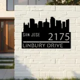 Custom Metal San Jose city skyline Metal Address Sign Hanging Address Plaque house number Yard Outdoor Sign