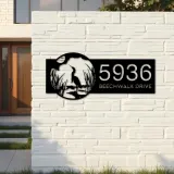 Custom Metal Heron on Lake Metal Address Sign Custom House number Hanging Address Plaque Yard Sign Outdoor