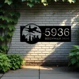 Custom Metal Airplane plane pilot Metal Address Sign, House number, Outdoor Number Signage, Yard Sign Address Plate