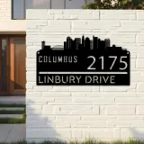 Custom Metal Columbus city skyline Metal Address Sign Hanging Address Plaque house number Yard Outdoor Sign