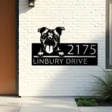 Custom Metal Bull terrier dog Puppy Metal Address Sign House number Hanging Address Plaque Yard Sign Outdoor decor