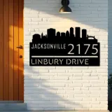 Custom Metal Jacksonville city skyline Metal Address Sign Hanging Address Plaque house number Yard Outdoor Sign
