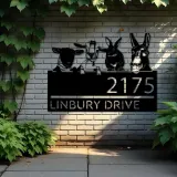 Custom Metal Goat Sheep Donkey rabbit farmhouse Metal Address Sign House number Hanging Address Plaque Yard Sign Outdoor decor