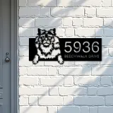 Custom Metal Selkirk rex Cute peeking cat kitten Metal Address Sign, House number, Outdoor Number Signage, Yard Sign Address Plate