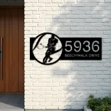 Custom Metal Tennis player sport Metal Address Sign, House number, Outdoor Number Signage, Yard Sign Address Plate