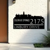 Custom Metal Colorado Springs city skyline Metal Address Sign Hanging Address Plaque house number Yard Outdoor Sign
