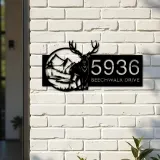 Custom Metal Deer mountain wild scene Metal Address Sign, House number, Outdoor Number Signage, Yard Sign Address Plate