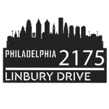 Custom Metal Philadelphia city skyline Metal Address Sign Hanging Address Plaque house number Yard Outdoor Sign