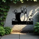 Custom Metal Bowling Metal Address Sign, House number, Outdoor Number Signage, Yard Sign Address Plate001