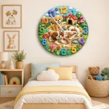 Playful Puppies Kids Room Wall Clock