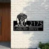 Custom Metal Bloodhound dog US flag glasses Metal Address Sign House number Hanging Address Plaque Yard Sign Outdoor decor