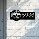 Custom Metal Palm Beach scene Metal Address Sign, House number, Outdoor Number Signage, Yard Sign Address Plate