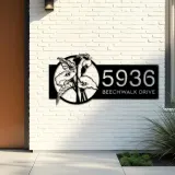 Custom Metal Tropical Flowers Metal Address Sign, House number, Outdoor Number Signage, Yard Sign Address Plate