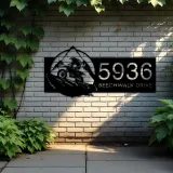 Custom Metal Dirtbike motocross biker Metal Address Sign, House number, Outdoor Number Signage, Yard Sign Address Plate