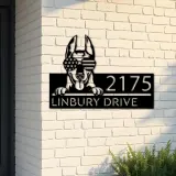 Custom Metal Doberman dog US flag glasses Metal Address Sign House number Hanging Address Plaque Yard Sign Outdoor decor