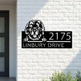 Custom Metal Newfoundland dog Cute puppy Metal Address Sign House number Hanging Address Plaque Yard Sign Outdoor decor