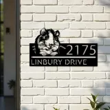 Custom Metal Peeking Guinea Pig Wild animal wildlife Metal Address Sign, House number, Outdoor Number Signage, Yard Sign Address Plate
