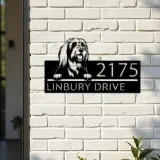 Custom Metal Bearded collie dog Puppy Metal Address Sign House number Hanging Address Plaque Yard Sign Outdoor decor