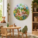 Woodland Animal Picnic Kids Room Wall Clock