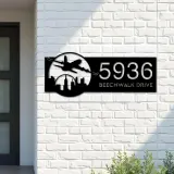 Custom Metal Airplane plane pilot Metal Address Sign, House number, Outdoor Number Signage, Yard Sign Address Plate