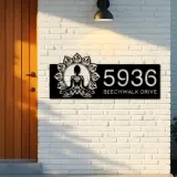 Custom Metal Yoga mandala meditation Metal Address Sign, House number, Outdoor Number Signage, Yard Sign Address Plate