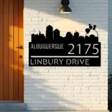 Custom Metal Albuquerque city skyline Metal Address Sign Hanging Address Plaque house number Yard Outdoor Sign