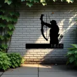 Custom Metal Bow hunting Bowhunter Archer Metal Address Sign Custom Hanging Address Plaque Yard Sign Outdoor Sign