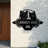 Custom Metal Cute cats kittens Metal Address Sign, House number, Outdoor Number Signage, Yard Sign Address Plate