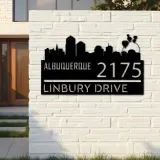 Custom Metal Albuquerque city skyline Metal Address Sign Hanging Address Plaque house number Yard Outdoor Sign