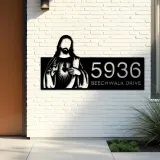 Custom Metal Jesus Christ Christian God Metal Address Sign, House number, Outdoor Number Signage, Yard Sign Address Plate