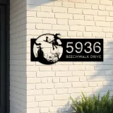 Custom Metal Witch and black cat flying Halloween Metal Address Sign, House number, Outdoor Number Signage, Yard Sign Address Plate