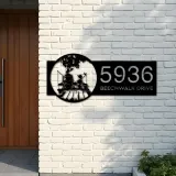 Custom Metal Dad and Son go fishing Metal Address Sign Custom House number Hanging Address Plaque Yard Sign Outdoor
