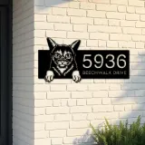 Custom Metal Abyssinian Cute peeking cat kitten Metal Address Sign, House number, Outdoor Number Signage, Yard Sign Address Plate